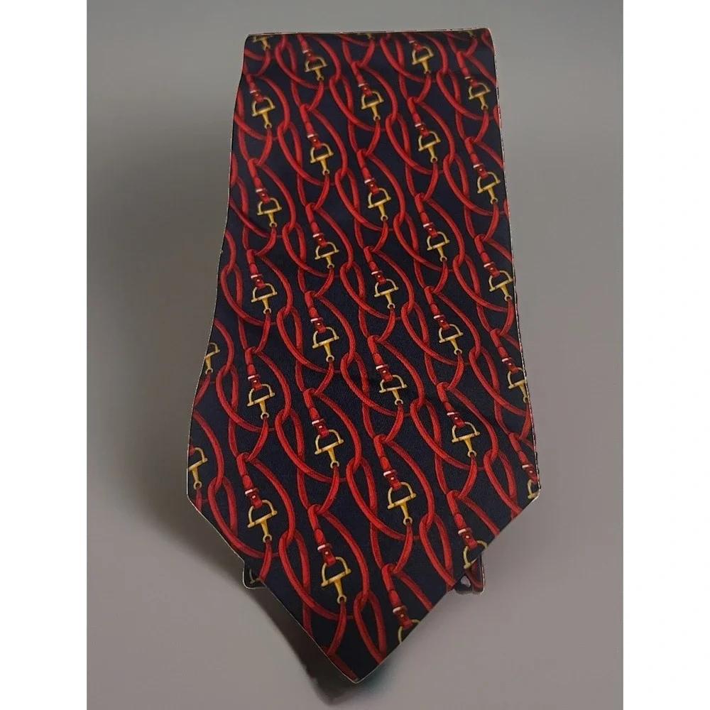Gucci Silk Tie Horsebit Logo Print Made in Italy